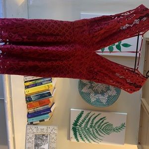 Red Free People short dress, sexy lowcut back.